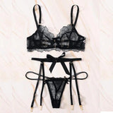 Bra G-String Garter Suit Womens Sexy Lingerie Lace Top Bra Set Lady Thong Underwear Set Female Fashion Top Erotic