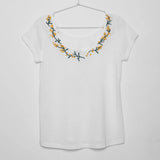 Embroidered Chic T-Shirt Women Linen White Backless Sexy Elegant Tee Tops 2021 Summer Femme Office Lady Fashion