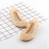 Girls Kids Summer Crystal Sandals Princess Jelly High-Heeled Shoes Princess Cosplay Party Dance