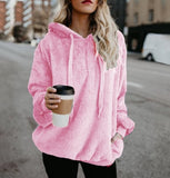 Women Velvet Hoodues Warm Plush Pocket Street Hooded Loose Coat Women's Clothing Hoodies Sweatshirts