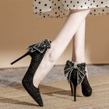Version Of The New Student High Heels Female Adult 18Th Birthday Gift Wedding Shoes Fine Heel Tip Bow Single