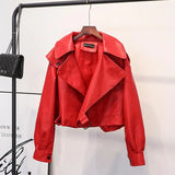 Women Black Short Loose Pu Leather Jacket Motorcycle Soft Faux Leather Jacket Street Outwear Autumn Ladies Biker
