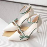 Pure Desire High-Heeled Women 2025 Summer Fragrant Style With Skirt Single Shoes One-Word Fashion