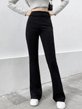 High Waist Solid Flare Leg Pants- Outfit