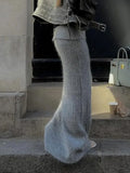 Autumn Winter Knit Skirt Fashion Street Style Low Rise Straight Long Skirts for Women y2k Harajuku Outfits Vintage