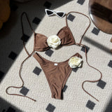 2024 Color Rose Drawstrings And Binddle Swimwear