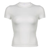 Zingj Spice Girl Wind Pure Color Short Sleeve Basic T-Shirt Women's New Round Collar Slim Bottom Jacket