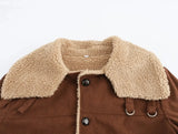 Corduroy Turn-down Collar Fur Lining Jacket- Outfit