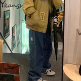 Pocket Grunge Jeans Women Streetwear Casual Baggy Y2k Aesthetic Straight Denim Trouser High Waisted Jeans Loose Cargo