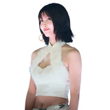 Autumn And Winter New Women's Pure Color Sexy Hot Girl Hair Splicing Hollow Short Sleeveless