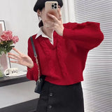 Zingj Department Fake Two Twist Sweater Sweater Female Autumn New Design Sense Cover Loose Show Thin Outside Wear Jacket-Outfit