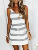 new women's drawstring color sling dress dress