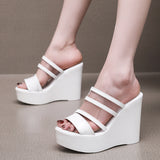 Plop And Ultra-High Heel Waterproof Table Pine Cake Thick Bottom Fish Mouth Sandals Night Shop Sexy Transparent With Fashion Slippers