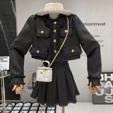 Zingj Fragrant Wind Suit Skirt Female Autumn Winter 2024 New Hot Style Temperament Small Feeling Small Dress Two Sets-Outfit