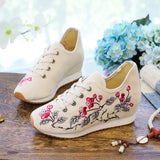 Zingj Shoes, Sports Shoes Autumn And Winter Leisure Walk Shoes Lace Embroidered Cloth Shoes Inside Heighten Women's