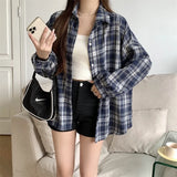 Vintage Plaid Print Long Sleeve BlouseOutfit