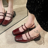Jane Sandals Summer 2025 New Vintage Square Heels With Empty Single