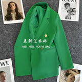 Zingj Suit Jacket Female 2024 Spring And Autumn Double-Breasted Green Suit Temperament Show Thin Web Celebrity Fried Street Clothes