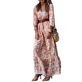 Spot 2025 Spring New Women's Fashion Bohemian Medium And Long Print