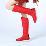 Winter Women Knee High Boots Waterproof Plush Snow Boots Comfortable Falt Non-slip Ladies Boots Shoes Black White