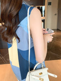 Women Shirt V neck Patchwork Blouse Sleeveless Chiffon Women Tops and Shirts Fashion Clothes Woman 2023 Summer Ladies