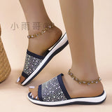 Water Drill Flying Weave Breathable Slippers Female Word Fish Mouth Toe Cool Slippers