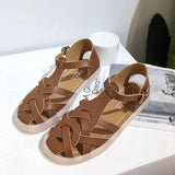 Sandals Flats Cross Rome Casual Shoes Summer Pu Ankle Buckle Strap Ladies Shoe 2020 Woman Gladiator Female