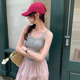 Sense Of Minority Button Suspenders Vest Girls Summer New Sweet And Spicy Style Slim Short Sleeveless Bottomless