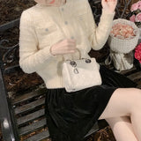Zingj Imitation Mink Sweater Female Autumn Winter New Soft Waxy Bright Silk Small Fragrant Wind Temperament Cardigan Sweater Jacket Female-Outfit