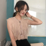 Zingj Summer New Lace Hook Flower Hollow Bottom Shirt Thin Slim Sleeveless Vest Sweater Top Women's