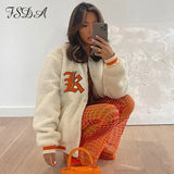 2021 Autumn Winter Women Baseball Jacket Varsity Oversized Bomber Y2k Loose Long Sleeve Fur Faux Vintage Coat