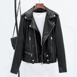 Zingj Women's Fashion Lapel Zipper Female Leather Jacket Female Jacket Solid Color Fashion Female Jacket Female