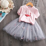 Toddler Girl Kids Set 2 Piece Girl Set Dresses Party Little Girl Clothes for Flamingo Girls Dress Summer Clothing 7