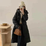 Advanced Feeling Cold Resistance Long Down Jacket Female 2024 Winter Thickened Door Skirt Three Buckle Over The Knee White Duck Velvet Bundle Waist Coat-Outfit