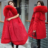 2024 Winter New Women's Coat Cotton-Padded Clothes Female In The Long Big Hair Collar And Wool Cotton-Padded Jacket Large Size Down Cotton Clothes Tide-Outfit
