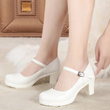 Head Shallow High Heels Buckle With T-Singexi Shoes Coarse Heel Model Performance Shoes Waterproof Table 33 Yards Women's