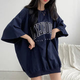 Embroidery Letter Oversized Half Sleeve TeeOutfit
