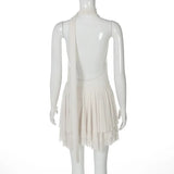 White Halter Deep V Neck Backless Mini Dress- Outfit