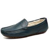 Winter Warm Fur Loafers Mens Leather Handmade Driving Men Shoes Casual Italian Luxury Brand Loafers Shoes Man