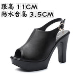 Korean Version Of Spring And Autumn Fish Mouth With Sandals Women's High Heel Waterproof Table Thick-Soled Cool High Heels Size Work