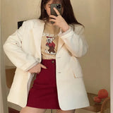Zingj Celebrity Hanging Feeling Fried Street Small Suit Jacket Female Spring And Autumn Korean Version Of The British Wind Loose Casual White Suit