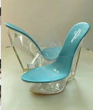 Zingj Korean Thick Platform Ultra High Heel Sandals High Transparent Special Crystal Shoe Waterproof Platform 15CM Wedge Wedge Women's