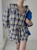 Spring Summer 2 Piece Shorts Set Female Blouse Shirt &amp; High Waist Tracksuits Casual Fashion Pant