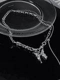 Butterfly Pendant Link Chain Necklace- Outfit