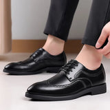 Zingj Men's Shoes Four Seasons New Soft Sole Versatile Leather Face Casual Sports Shoes Wear-Resistant Business Breathable Men's Fashion Shoes Leather Shoes