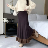 Zingj Patting Mink Hair Half Skirt Female Autumn Winter Korean High Waist Hips Cover Knitted Skirt Wooden Ear Pleated A