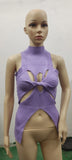 Zingj Irregular Sleeveless Hollow Out Kink Wool Woven Vest Women's Fashion Half High Collar Solid Color Crop Top-Outfit