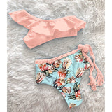 Sexy Women High Waist Bikini Swimsuit Swimwear Female One Shoulder Ruffle Biquini Bikini Set Bathing Suit