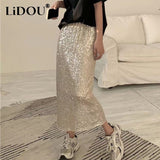 Winter Sequins Streetwear Harajuku Y2K Loose Casual Skirt Lady Elegant Fashion Trend All-match Skirts Women's