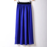 Fashion Wholesale Women Chiffon Long Skirts Candy Color Pleated Maxi Free